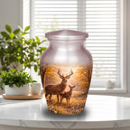 deer forest scene cremation urn for human ashes, handmade aluminum memorial urn – photo 8