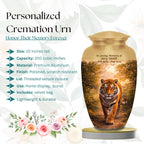 tiger golden forest cremation urn for human ashes, handmade aluminum memorial urn – photo 2