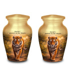 tiger golden forest cremation urn for human ashes, handmade aluminum memorial urn – photo 10