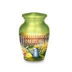 floral garden cremation urn for human ashes, handmade aluminum memorial urn – photo 10