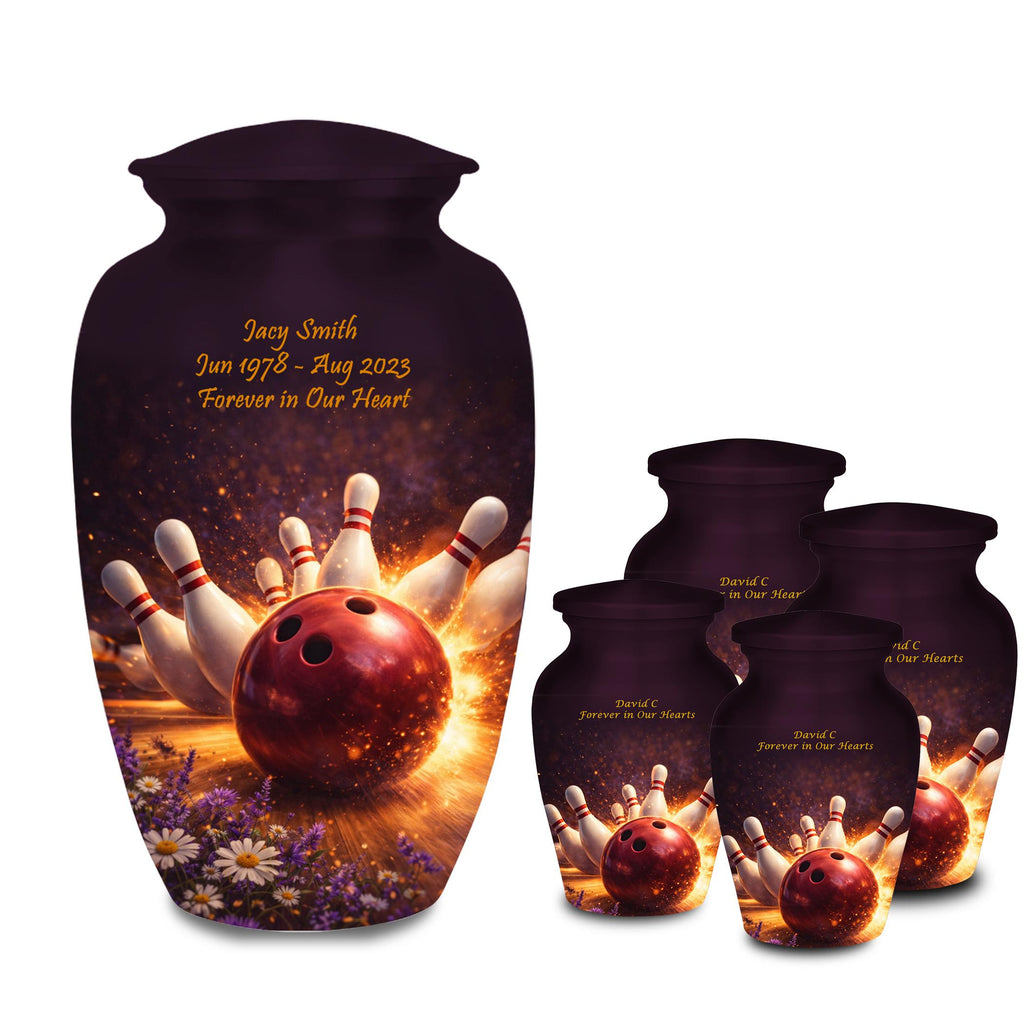 bowling strike cremation urn for human ashes, handmade aluminum memorial urn – photo 10