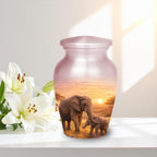 mother and baby elephant cremation urn for human ashes, handmade aluminum memorial urn – photo 4