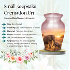 mother and baby elephant cremation urn for human ashes, handmade aluminum memorial urn – photo 5