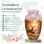 deer forest scene cremation urn for human ashes, handmade aluminum memorial urn – photo 3