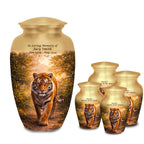 tiger golden forest cremation urn for human ashes, handmade aluminum memorial urn – photo 9