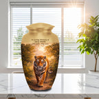 tiger golden forest cremation urn for human ashes, handmade aluminum memorial urn – photo 6