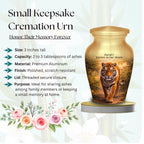 tiger golden forest cremation urn for human ashes, handmade aluminum memorial urn – photo 4
