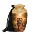 tiger golden forest cremation urn for human ashes, handmade aluminum memorial urn – photo 5