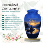 lake sunset fishing dad set cremation urn for human ashes, handmade aluminum memorial urn – photo 6