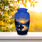 lake sunset fishing dad set cremation urn for human ashes, handmade aluminum memorial urn – photo 3