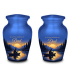 lake sunset fishing dad set cremation urn for human ashes, handmade aluminum memorial urn – photo 7