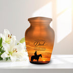 cowboy horseback western sunset cremation urn for human ashes, handmade aluminum memorial urn – photo 4
