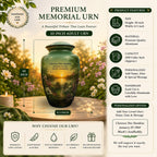 sunset garden lake cremation urn for human ashes, handmade aluminum memorial urn – photo 2