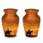 cowboy horseback western sunset cremation urn for human ashes, handmade aluminum memorial urn – photo 8