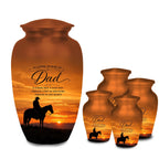cowboy horseback western sunset cremation urn for human ashes, handmade aluminum memorial urn – photo 6