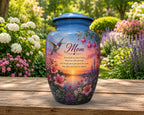 hummingbird wildflower fuchsia cremation urn for human ashes, handmade aluminum memorial urn – photo 4
