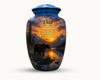 black bear mountain sunset cremation urn for human ashes, handmade aluminum memorial urn – photo 1