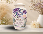 swan lily pond cremation urn for human ashes, handmade aluminum memorial urn – photo 6