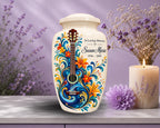 guitar floral cremation urn for human ashes, handmade aluminum memorial urn – photo 5