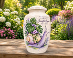 purple snail botanical cremation urn for human ashes, handmade aluminum memorial urn – photo 4