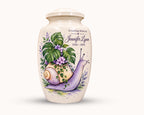 purple snail botanical cremation urn for human ashes, handmade aluminum memorial urn – photo 1