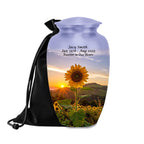sunflower sunrise cremation urn for human ashes, handmade aluminum memorial urn – photo 4