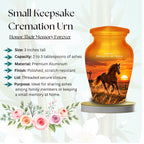 galloping horse western sunset cremation urn for human ashes, handmade aluminum memorial urn – photo 3