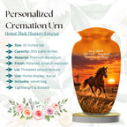 galloping horse western sunset cremation urn for human ashes, handmade aluminum memorial urn – photo 2
