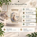 cat forget me not cremation urn for pet ashes, handmade aluminum memorial urn – photo 2