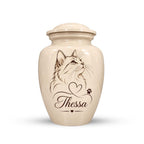 line art cat portrait cremation urn for pet ashes, handmade aluminum memorial urn – photo 3