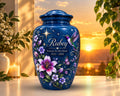 purple lily hummingbird cremation urn for human ashes, handmade aluminum memorial urn – photo 1