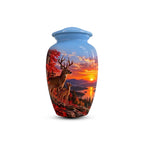 autumn woodland buck cremation urn for human ashes, handmade aluminum memorial urn – photo 2
