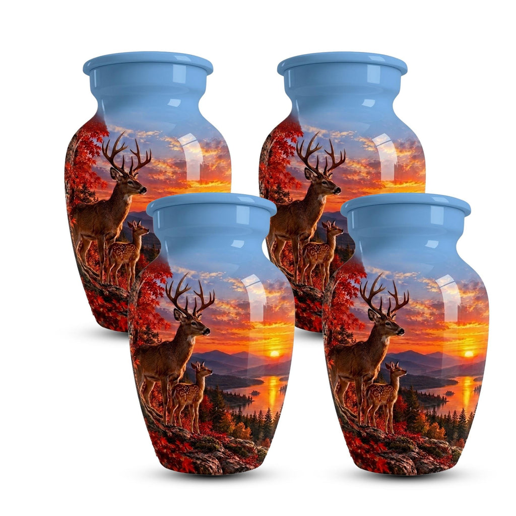 autumn woodland buck cremation urn for human ashes, handmade aluminum memorial urn – photo 7