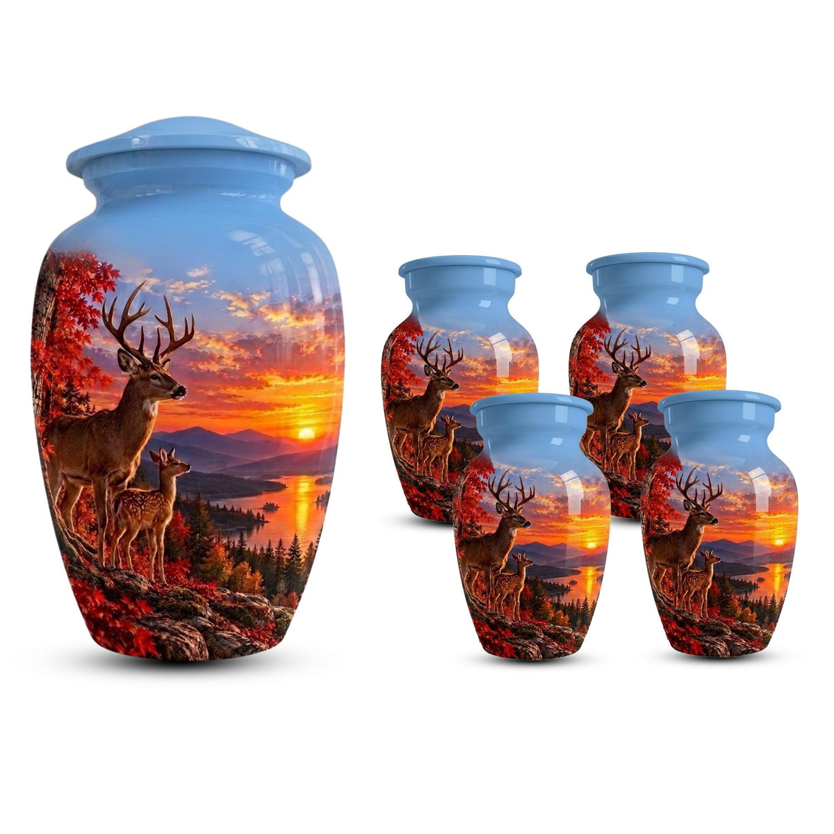 autumn woodland buck cremation urn for human ashes, handmade aluminum memorial urn – photo 8
