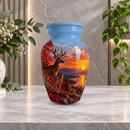autumn woodland buck cremation urn for human ashes, handmade aluminum memorial urn – photo 10