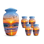 seagull beach sunset cremation urn for human ashes, handmade aluminum memorial urn – photo 9