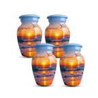 seagull beach sunset cremation urn for human ashes, handmade aluminum memorial urn – photo 7