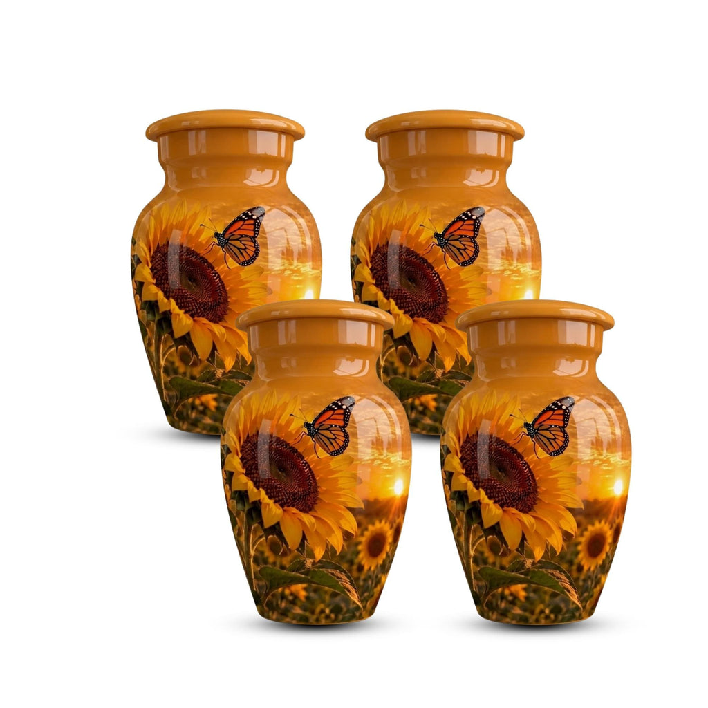 sunflower monarch butterfly cremation urn for human ashes, handmade aluminum memorial urn – photo 7