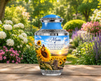 sunflower sunset cremation urn for human ashes, handmade aluminum memorial urn – photo 3