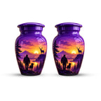 hunter and dog sunset cremation urn for human ashes, handmade aluminum memorial urn – photo 8