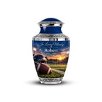 football stadium sunset cremation urn for human ashes, handmade aluminum memorial urn – photo 5