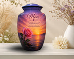 rose sunset angel wings poem cremation urn for human ashes, handmade aluminum memorial urn – photo 6