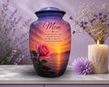 rose sunset angel wings poem cremation urn for human ashes, handmade aluminum memorial urn – photo 1