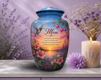 hummingbird wildflower fuchsia cremation urn for human ashes, handmade aluminum memorial urn – photo 6