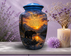 black bear mountain sunset cremation urn for human ashes, handmade aluminum memorial urn – photo 5