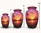 pink butterfly wildflower cremation urn for human ashes, handmade aluminum memorial urn – photo 3