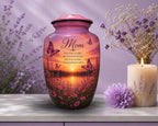 pink butterfly wildflower cremation urn for human ashes, handmade aluminum memorial urn – photo 5