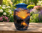 black bear mountain sunset cremation urn for human ashes, handmade aluminum memorial urn – photo 4