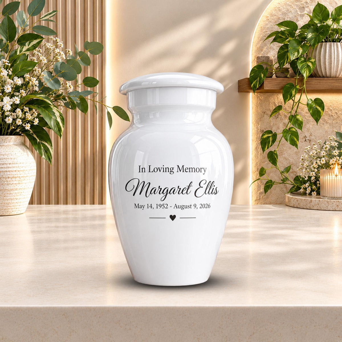 personalized mini keepsake urn for ashes, handmade aluminum memorial urn – photo 3