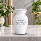 personalized mini keepsake urn for ashes, handmade aluminum memorial urn – photo 2